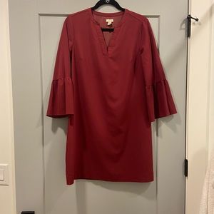 J. Crew maroon bell sleeve shift dress